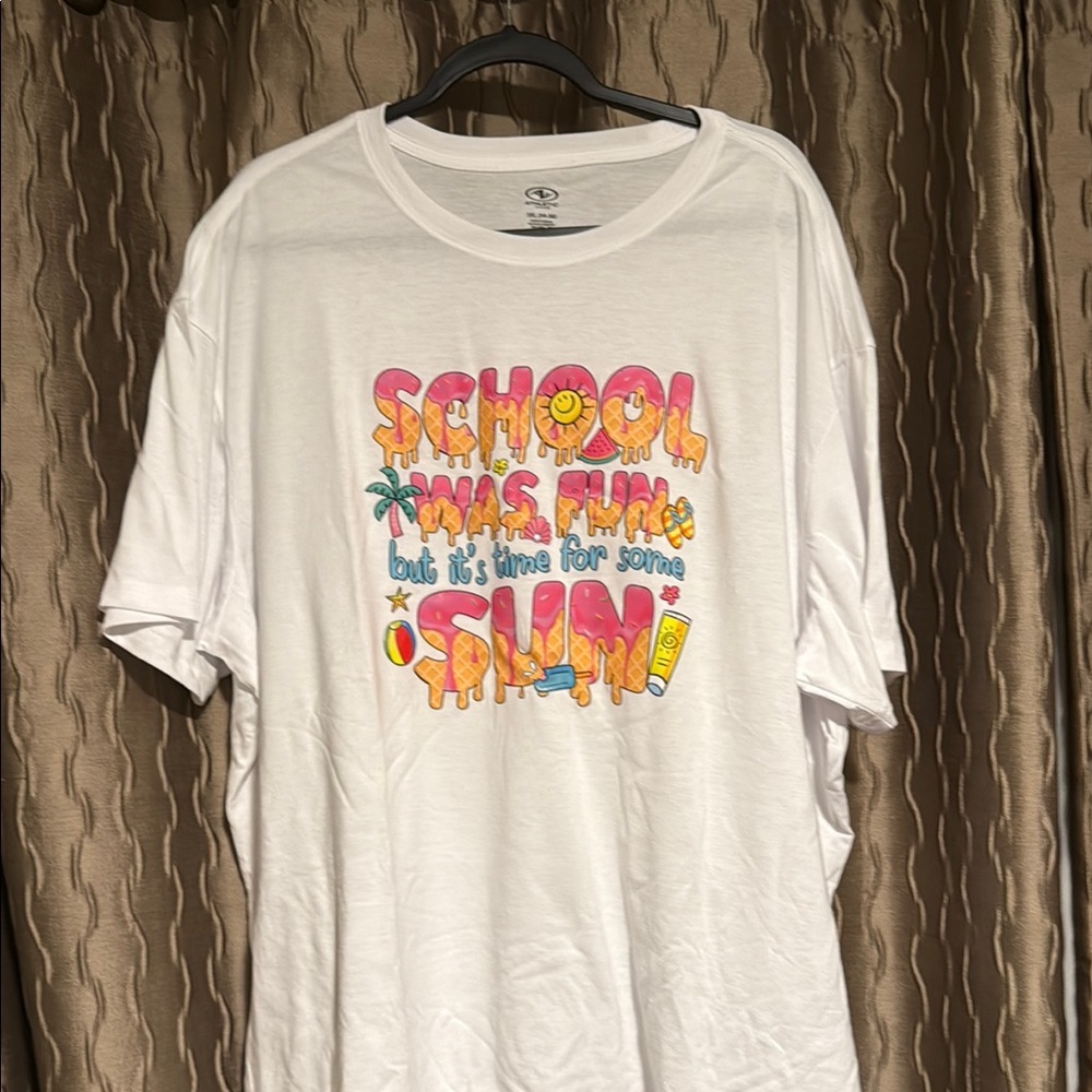 3/$30 White Graphic T-Shirt School was fun but it is time for some Sun 3X